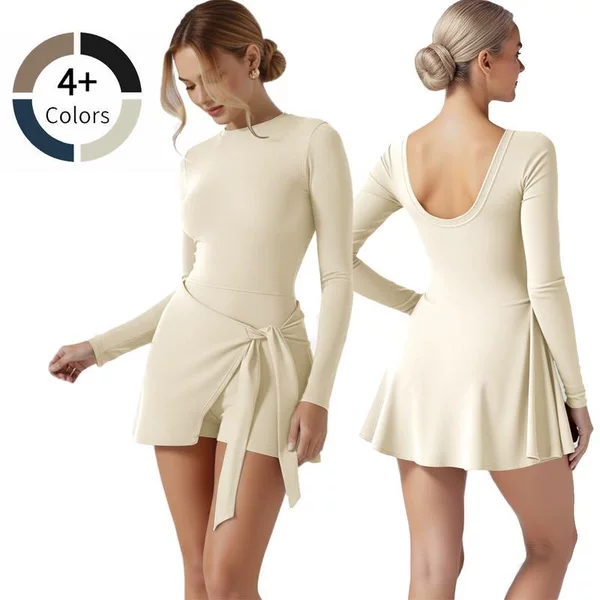 A 87918 Long Sleeve Tennis Dress Tennis Skirt Set