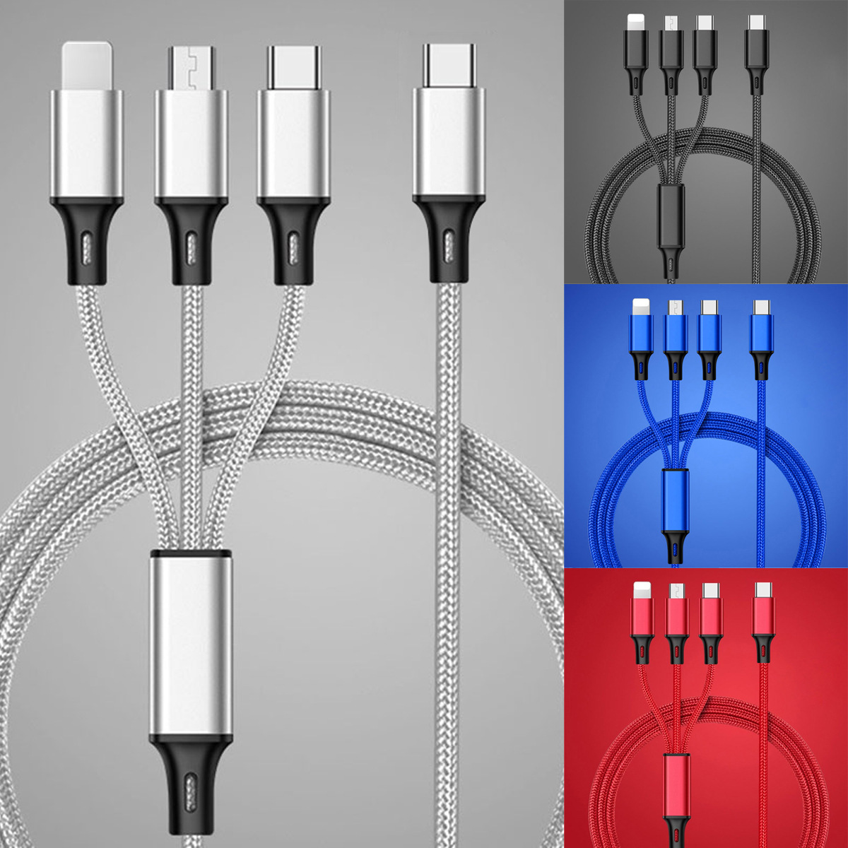 Type-C1 tow 3 car multi-interface data line C port PD charging head charging line is suitable for Apple Samsung and other mobile phones