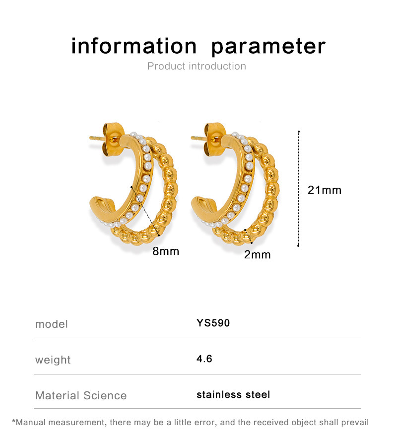 8g Weight Zircon Inlay Material Earrings Classification 1 Pair Quantity 1 Pair Retro C Shape Inlay Stainless Steel Zircon Earrings