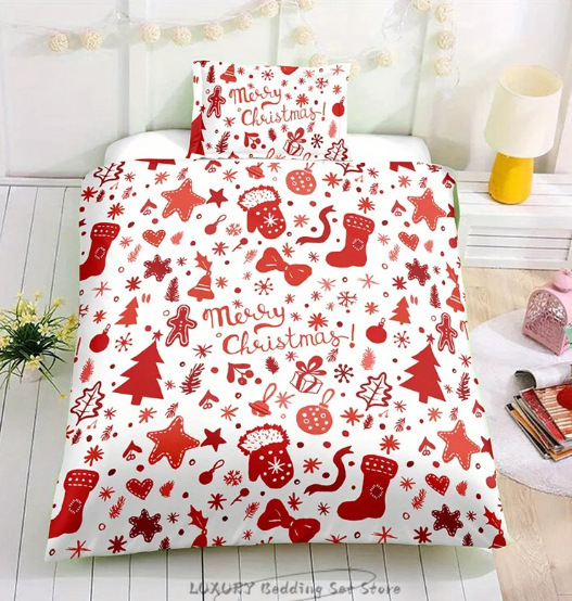 3d Christmas Bedding Set Three Piece Holiday Bedroom Decor_voghion.com