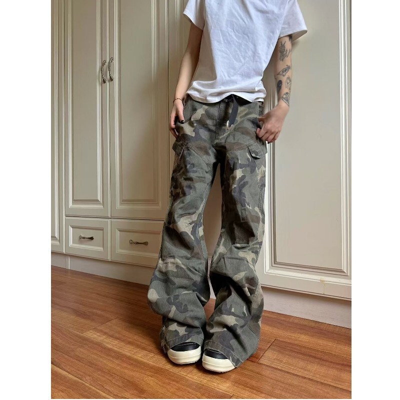American Style Retro Camouflage Overalls Jeans Men's Autumn and Winter Trendy Brand High Street Logging Paratrooper Pants Loose Casual Wide Leg Pants
