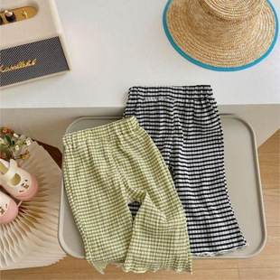 Girls' Summer Thin Pants Stylish Versatile Flared Pants Wrinkle-Resistant Baby Girl Outerwear Elastic Pants Summer Outfit