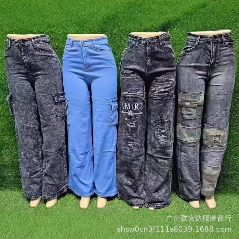 2023 New Summer Style American Retro Multi-flap Pocket Pants Design Sexy Street Work Jeans Straight Slim Pants 2023 New Summer Style American Retro Multi-flap Pocket Pants Design Sexy Street Work Jeans Straight Slim Pants