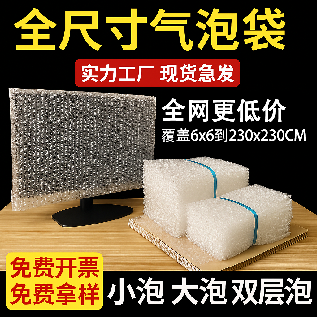 气泡袋防震快递包装大尺寸长条泡沫袋打包双层加厚小泡泡气泡膜袋