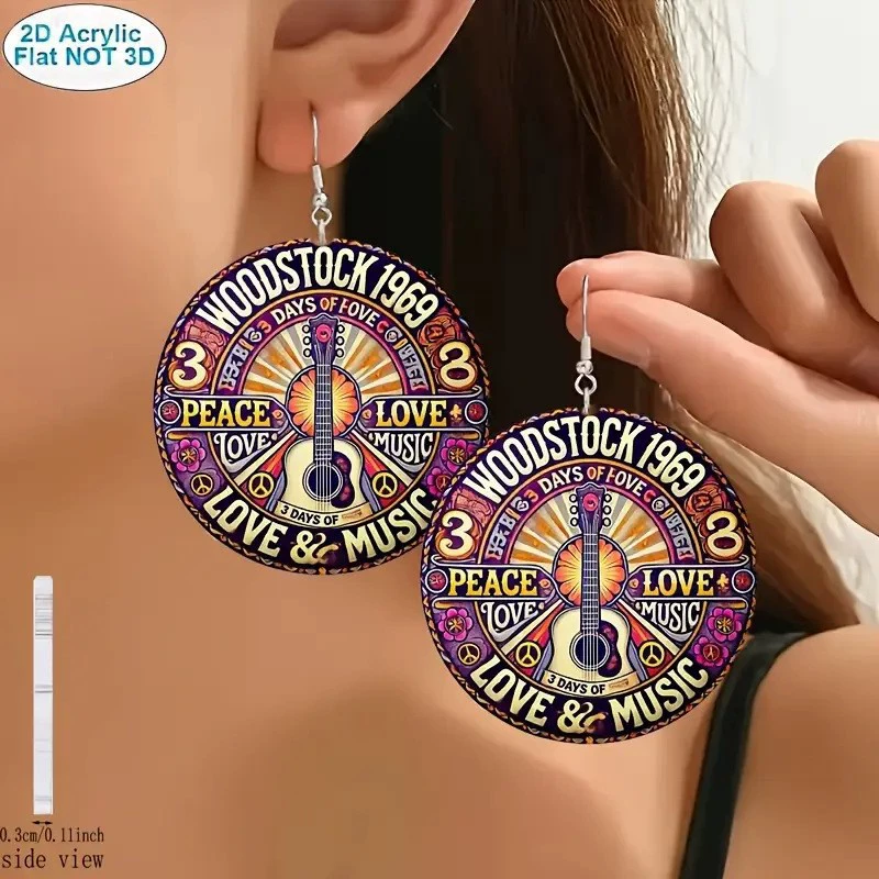 Трансграничные хитовые музыкальные круглые акриловые серьги, креативный дизайн, модные красочные серьги