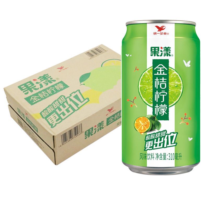 Unified Fruit Flavor Kumquat Lemon Banana Flavor 310ml*12 Cans Beverage Easy-Open Cans Summer Drink Wholesale