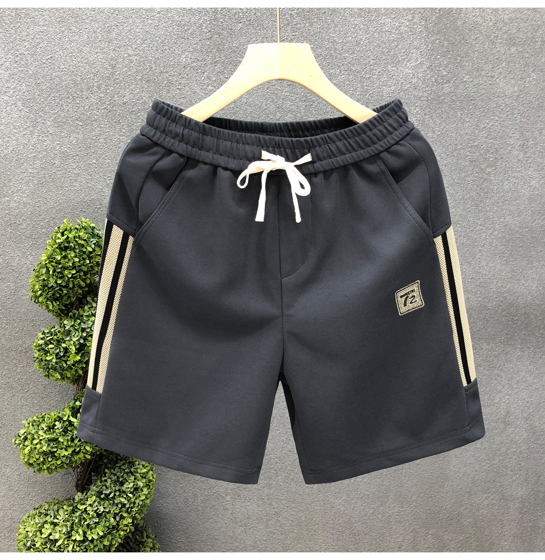 Men's Clothing Men's Black Casual Shorts Trendy Summer Five Point Pants Fashionable Outerwear Sports Style Casual Beach Sports Shorts_viptrois.com