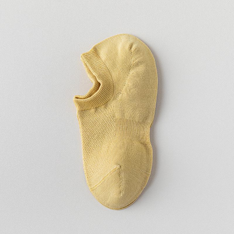 Calcetines de algodón de color sólido, calcetines de barco de malla de verano, calcetines de algodón sin hueso, embalaje independiente, calcetines invisibles