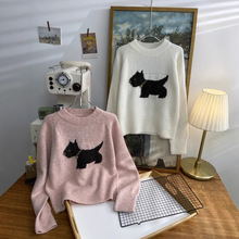 卡通长袖针织衫女2024新款内搭打底衫毛衣修身短款针织上衣潮4922