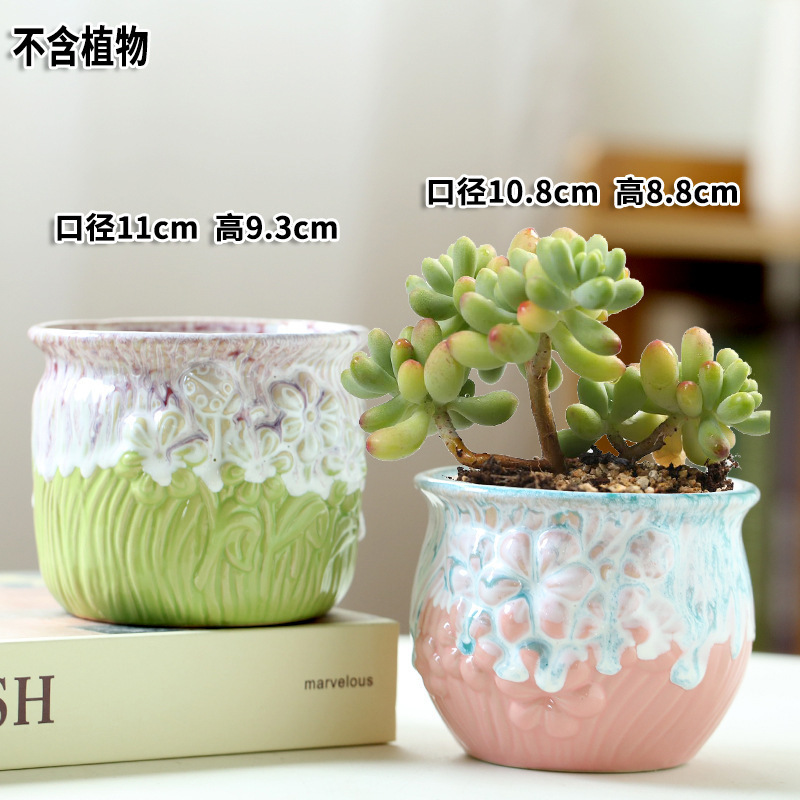 多肉植物の植木鉢卸売セラミック植物粗い陶器レトロ無地焼成紫砂クリエイティブ大小直径シンプルなクロスボーダー|undefined