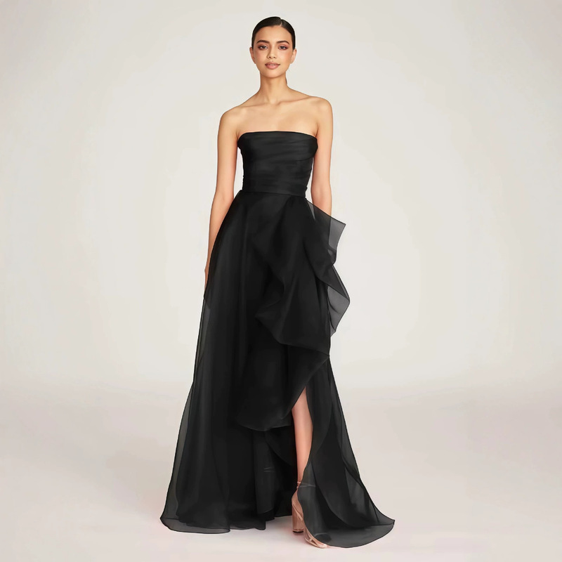 European and American Cross-Border Evening Dresses 2026 New Style Elegant Celebrity Sexy Slit Long Dress Strapless Elegant Dress