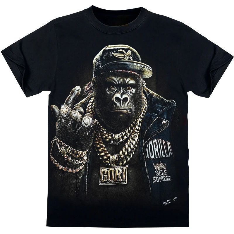2026 Summer Fashion New Style Hip-Hop Casual Light Luxury Printed Trendy T-Shirt Rock Gorilla Design