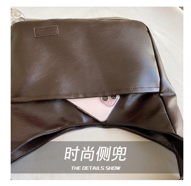 Large-capacity female 2024 new autumn and winter soft leather bucket bag, commuter tote bag, college student class single-shoulder bag undefined