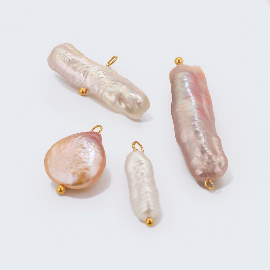 Agua dulce natural barroco temperamento de perla de acero inoxidable colgante de aguja curva colgante DIY collar pendientes joyas