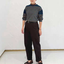 45*家 25秋季新款 时尚通勤百搭全棉巴斯克复古泡泡袖条纹长袖T