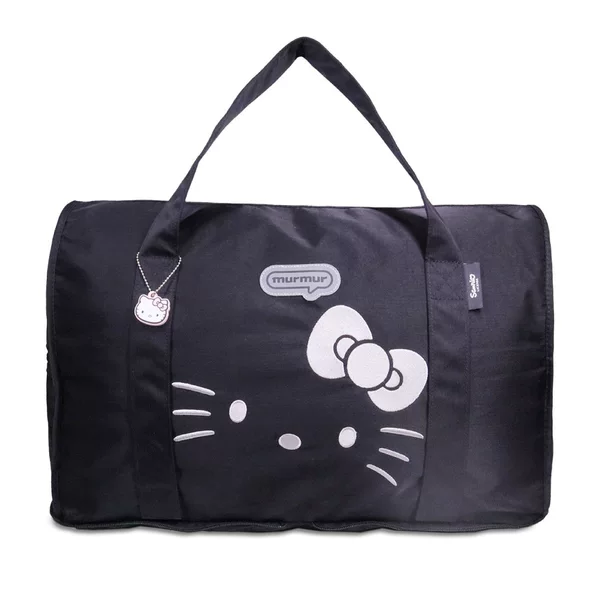 In-Stock Japanese-Style Cartoon Cat Embroidered Luggage Bag, Hand-Held and Crossbody Storage Organizer, Large Capacity Foldable Travel Bag