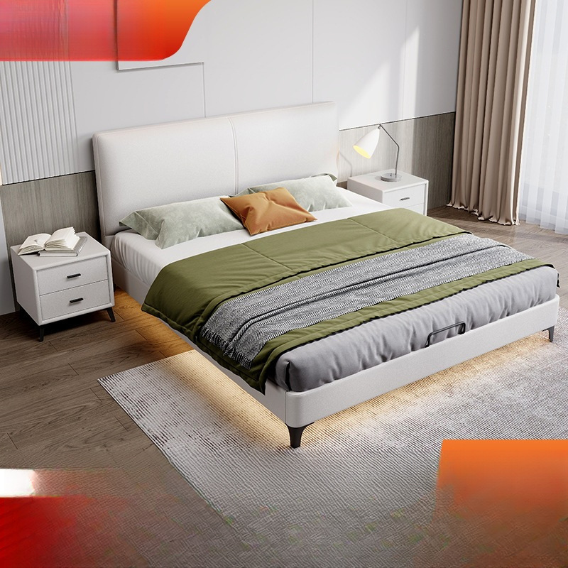 Ultra-Thin Modern Minimalist齐边 Bed for Small Spaces, Suitable for Guest Rooms, 1.5m Single Bed Tatami Frame Bed
