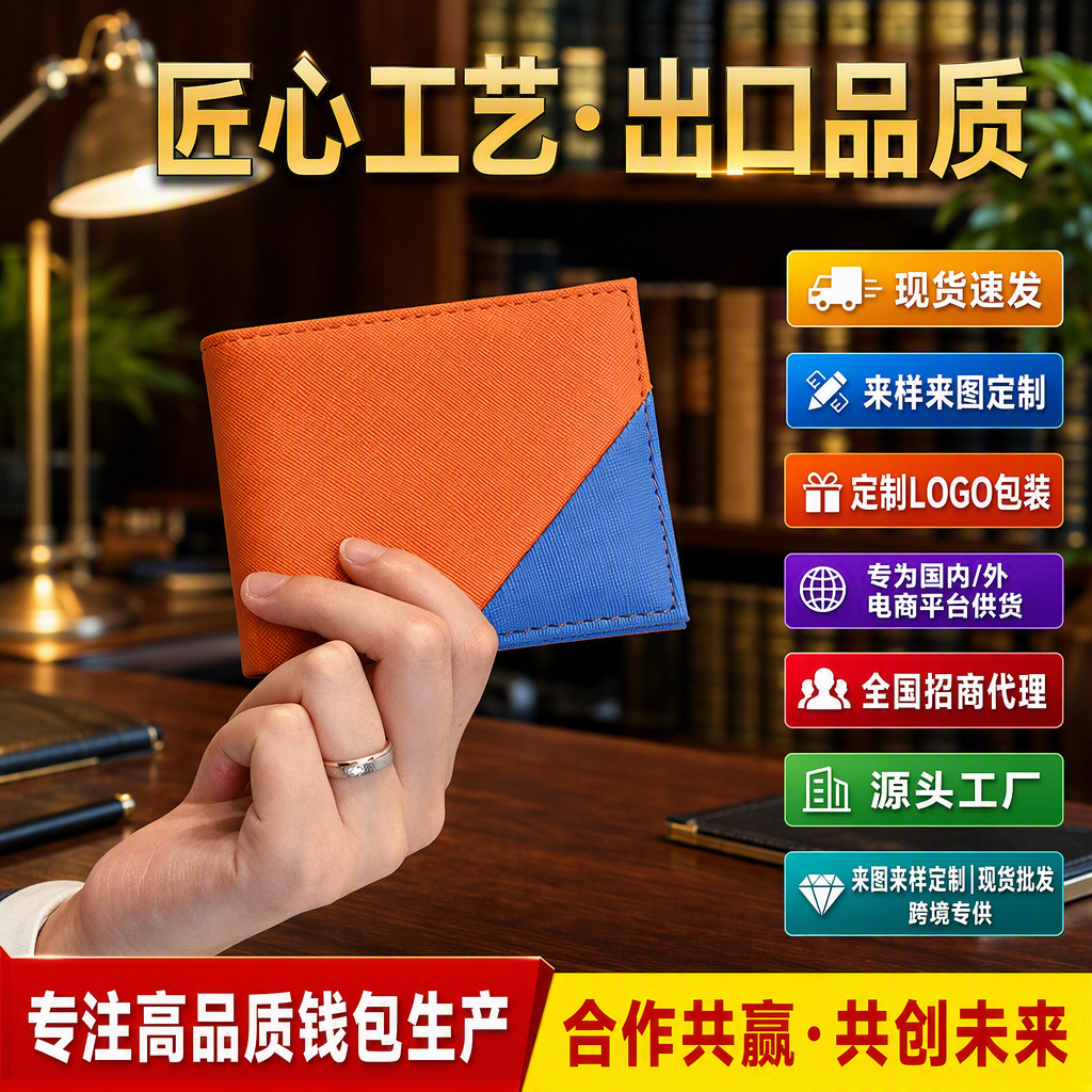 New Cross-border Color Men's Wallet Short Wallet Card Holder Personalized Wallet Men's Horizontal Large Capacity Wallet