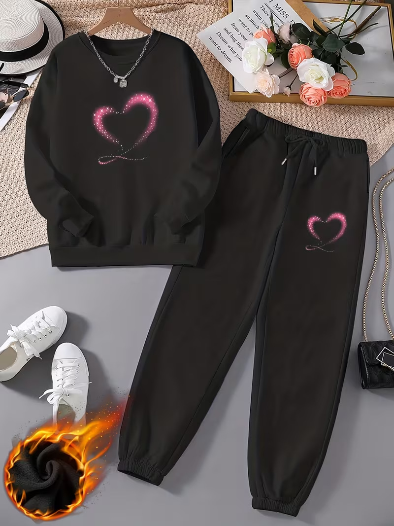 Women's Two Piece Set Casual Crew Neck Sweatshirt And Pants Outfit_voghion.com