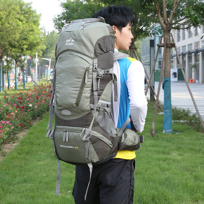 Mochila Profesional de Montañismo 60L de Nylon, Impermeable y Transpirable, para Deportes al Aire Libre