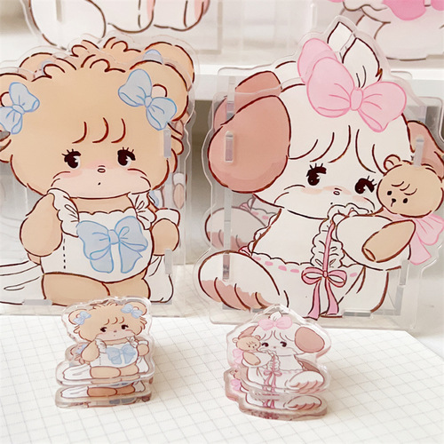 mikko pen holder ins style cute pink cat double-sided acrylic shape desktop ornament storage pen holder