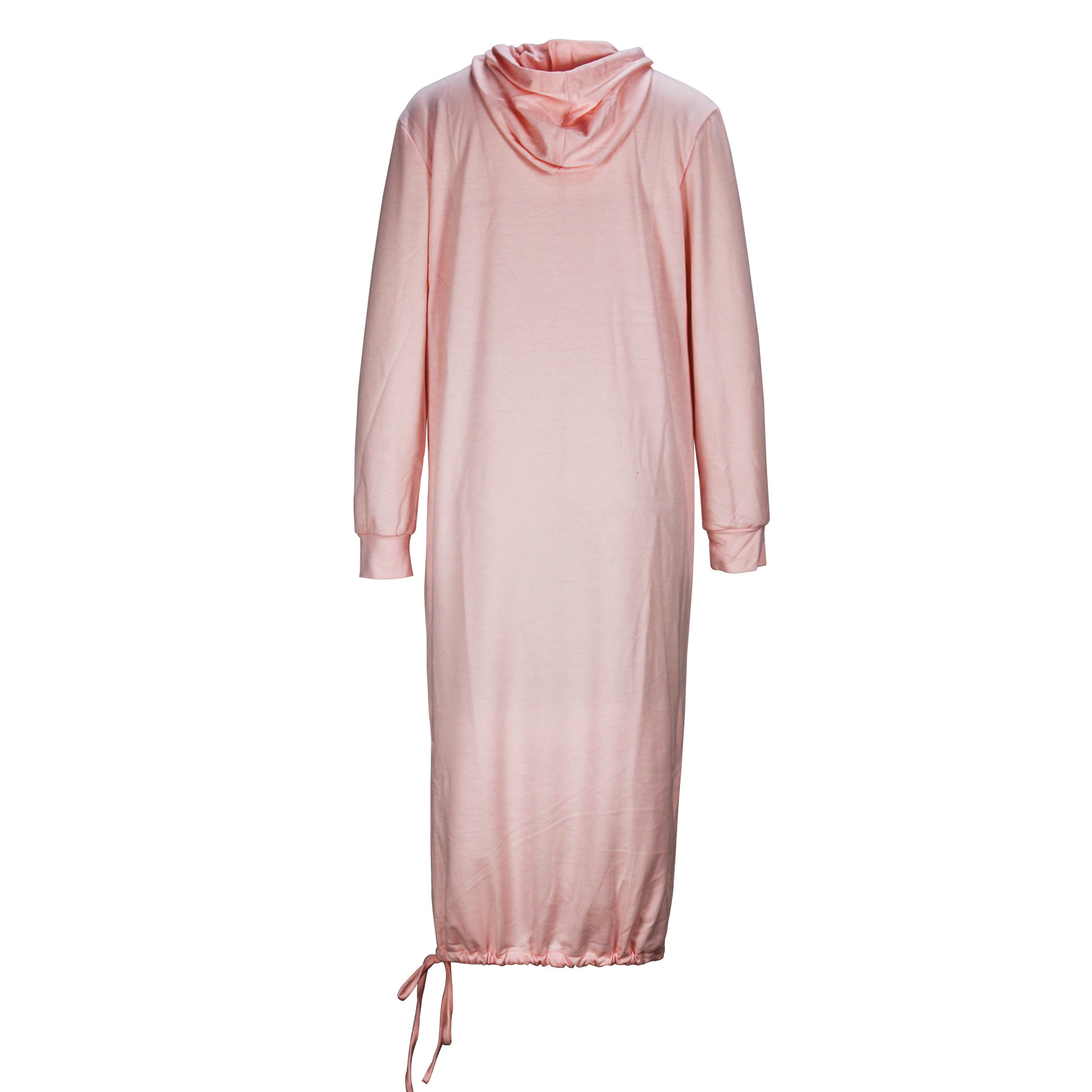 Autumn Winter Long Lace up Hem Dress Hooded Sweater Midi Dress for Women