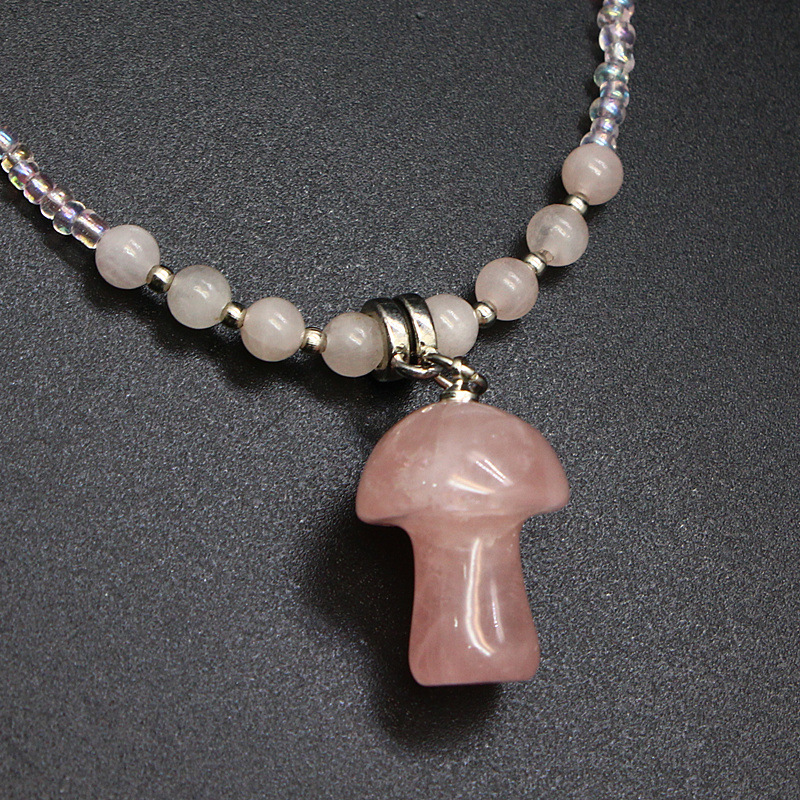 15g Weight Pendant Necklace Classification Alloy Chain Material Beaded Chain Chain Type Holiday Occasion Crystal Material Mushroom Pattern Spring&Summer Season Women's Gender Polishing Design Vacation, Classic Style Style Vacation Classic Style Mushroom Crystal Beaded Chain Beaded Necklaces Wholesale 9