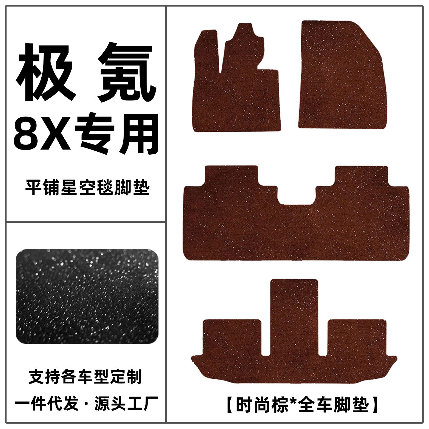 Suitable for Zeekr 8X car floor mats, starry sky design, original car suede, directly placed floor mats, suede carpet, car modification and decoration