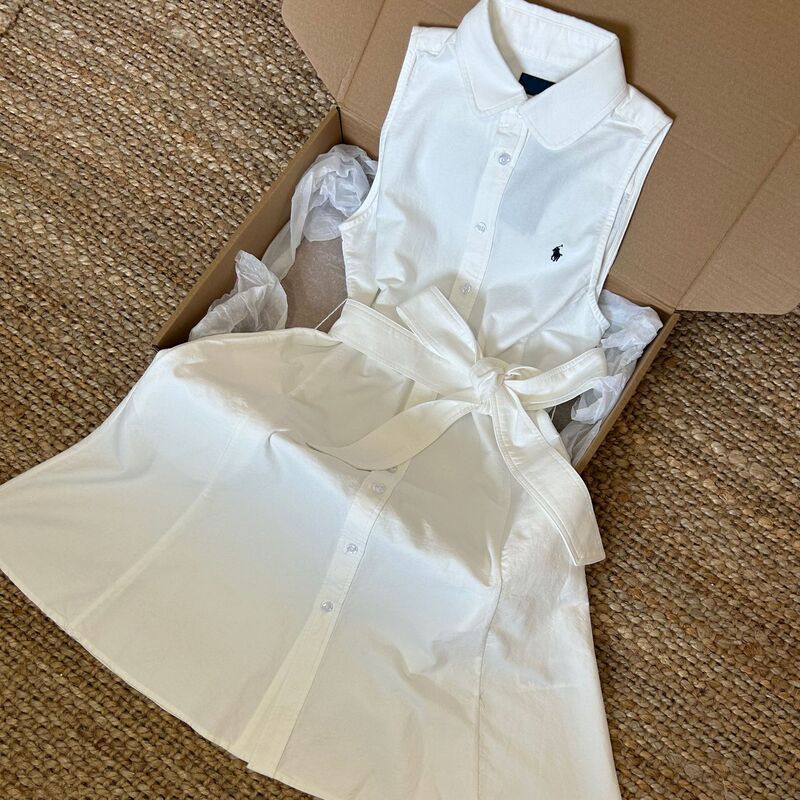 Rl High Version Sleeveless Shirt Dress with Pony Logo Embroidery A-Line Skirt Fashion Commuter Women's Polo