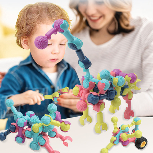 Cross-border children's plastic assembled large particle skeleton DIY building blocks with various structures, fun early education assembly toys