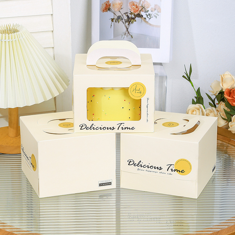 4寸蛋糕盒加高手提生日蛋糕包装盒儿童慕斯西点烘焙四寸打包盒子