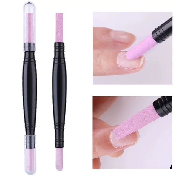 Nail Art Quartz Pen Dual-Ended Multifunctional Cuticle Remover and Repair Polishing Pen Nail Surface Wear Nail Sanding Stick