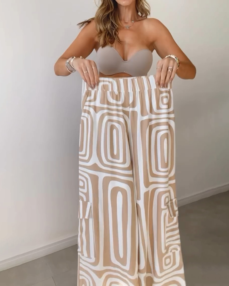 Holiday Daily Women's Casual Streetwear Abstract Spandex Polyester Printing Pocket Pant Co-ord Set Pants Sets display picture 3