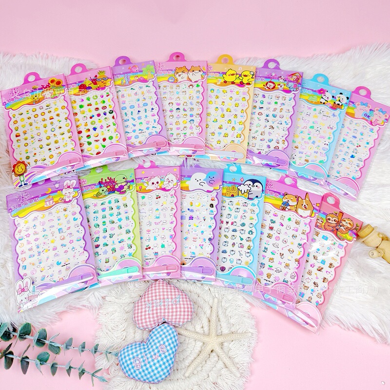 New Product Kidsren's Luminous 5D Embossed Nail Stickers Luminous Nail Stickers Cute Cartoon Pattern Girls Waterproof Nails