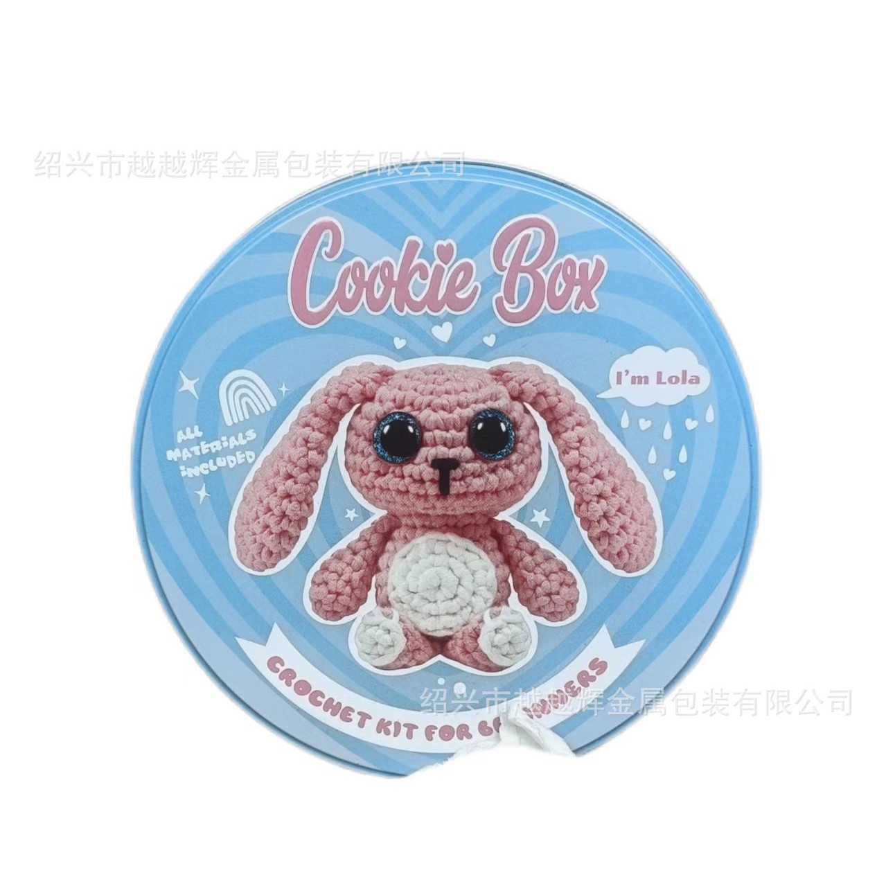 可爱粉色小兔子饼干铁盒食品铁盒