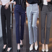 烟管裤中式职业上班垂感显西裤女直筒高腰小脚裤宽松黑色西装裤