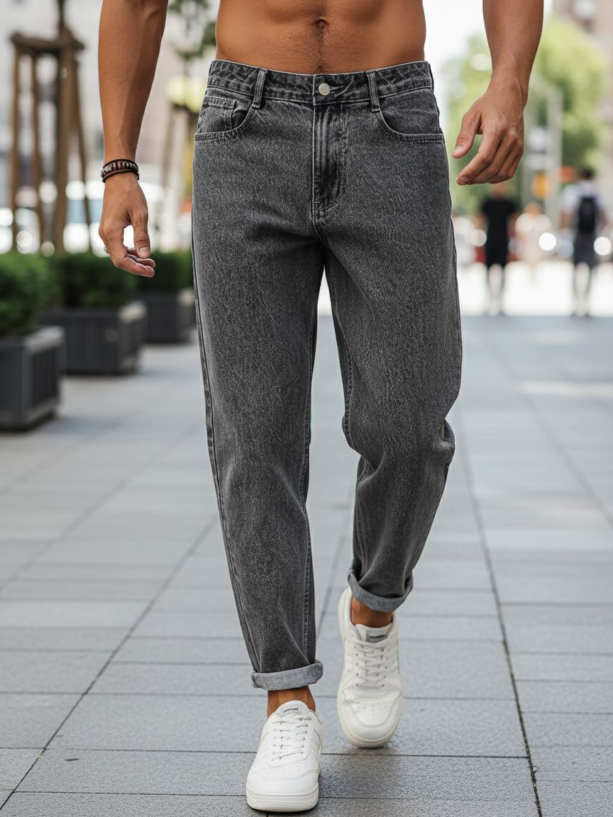 Jeans slim fit uomo pantalone in denim gamba dritta cotone_voghion.com