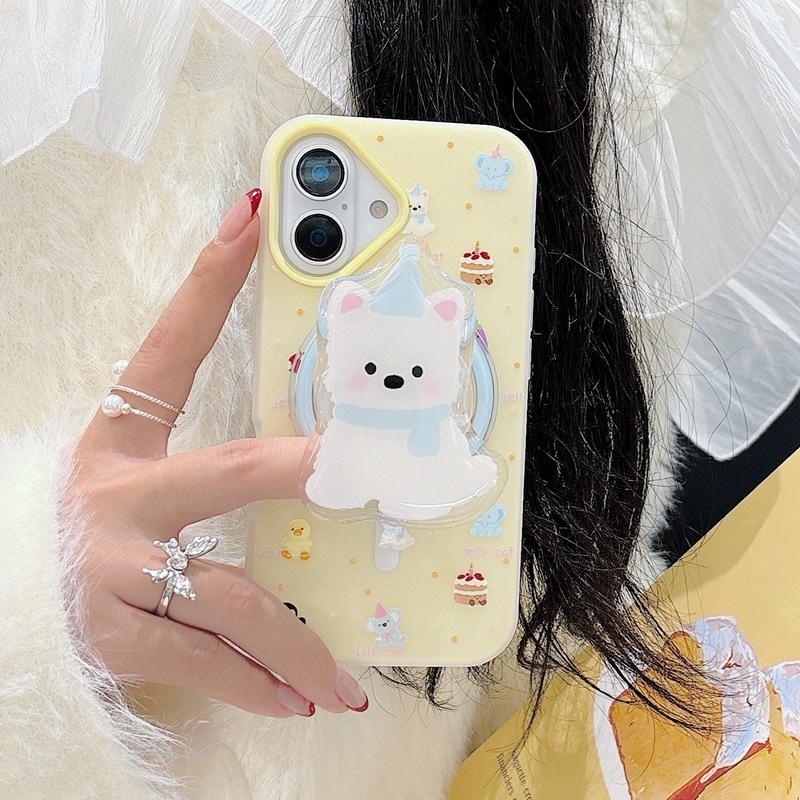 Postres lindos de dibujos animados, atracción magnética West Highland, soporte iphone15 para 16ProMax Apple 13 dos en uno 14