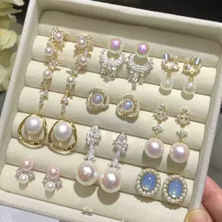 银针锆石几何珍珠耳钉秋冬高级感复古优雅耳环轻奢小众气质耳饰女