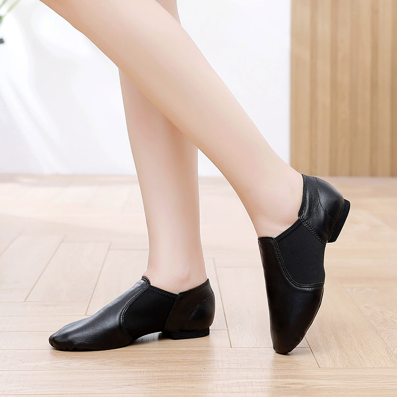 Genuine leather jazz dance shoes girl practice ballet national body soft sole Chinese dance teacher adult dance shoes with root