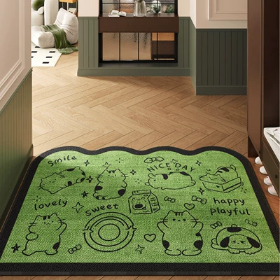 Entrance Door Mat 2026 New Cartoon Style Entrance Foot Mat for Home Use, Non-Slip and Dirt-Resistant Outdoor Carpet (Avtomobil döşəmə paspasları) - hi-cute-meow-4060cm-loop-tpr-bottom
