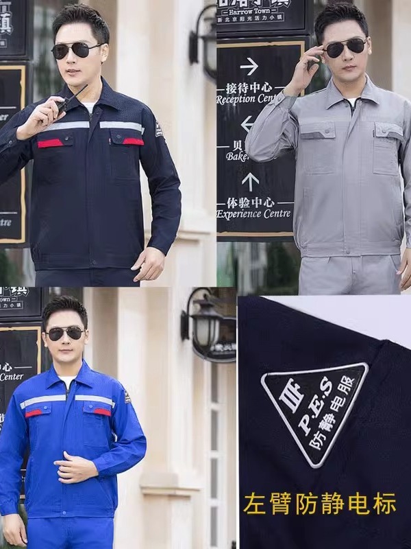 Trajes de trabajo antiestáticos de verano delgados masculinos de mangas largas transpirables y resistentes al desgaste de fábrica de gasolinera personalizados