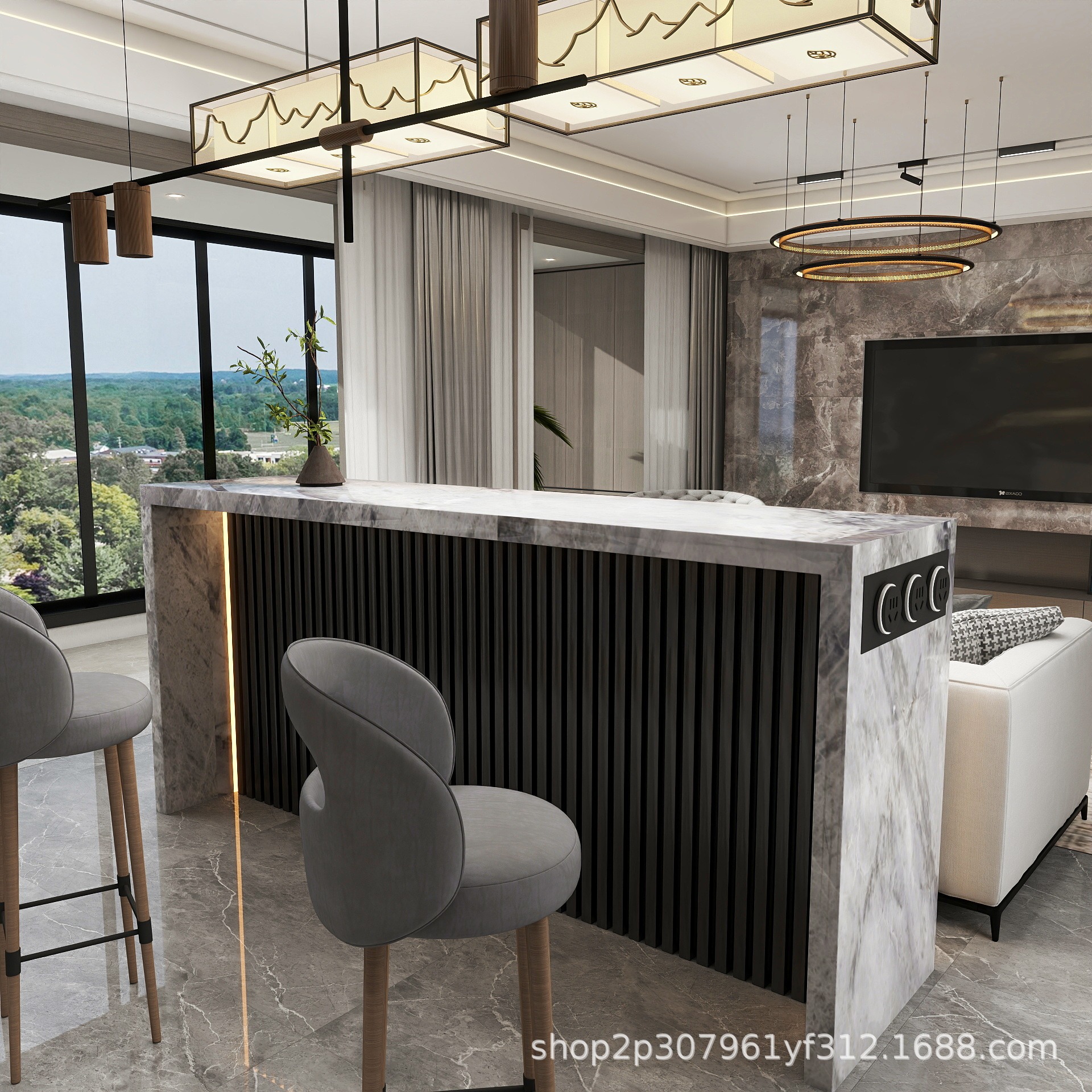 Sofa Back Bar Long Table Backrest Living Room Partition Cabinet Slate Home Partition Island Table Dining Table Integrated Counter