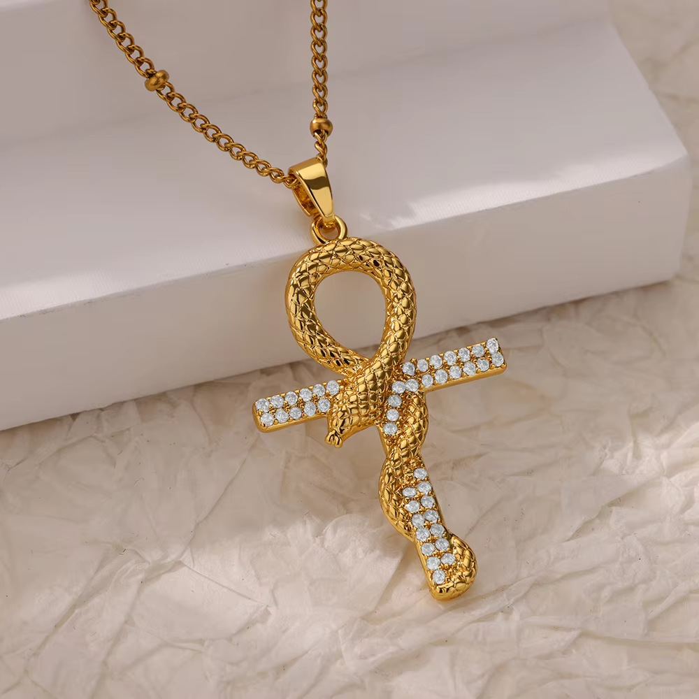 Lobster Trigger Clasp Closure Clasp Closure Type Wholesale Jewelry Retro Classic Style Cross Devil's Eye Snake Copper Plating Cable Chain Pendant Necklace