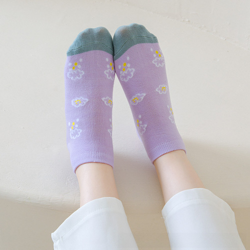 2024 Spring Women's Short Socks Korean High-Quality Short Socks Student Purple Cute Socks Instagram Trendy Boat Socks for Women