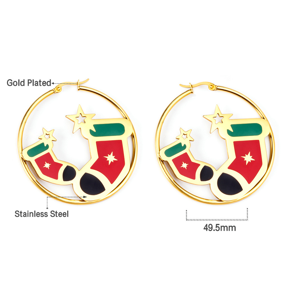 European and American Christmas Earrings, High-End Niche Light Luxury Earrings, Stainless Steel Christmas Tree Cross-Border Christmas Earrings