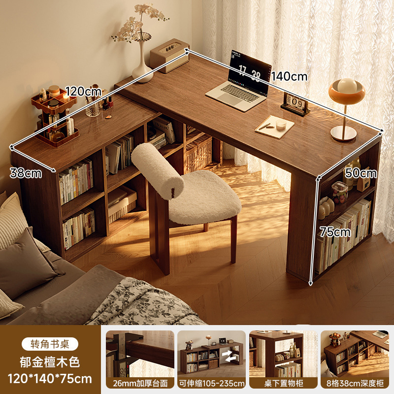 Esquina de madera maciza, escritorio, estantería, mesa integrada, dormitorio, hogar, tocador para estudiantes, escritorio para computadora en forma de l, oficina