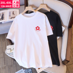 Women's Loose T-Shirt with Short Sleeve, Simple and Elegant, for Larger Sizes, New Print T-Shirt, 300 Pounds, One Piece Drop Shipping, Item 8024