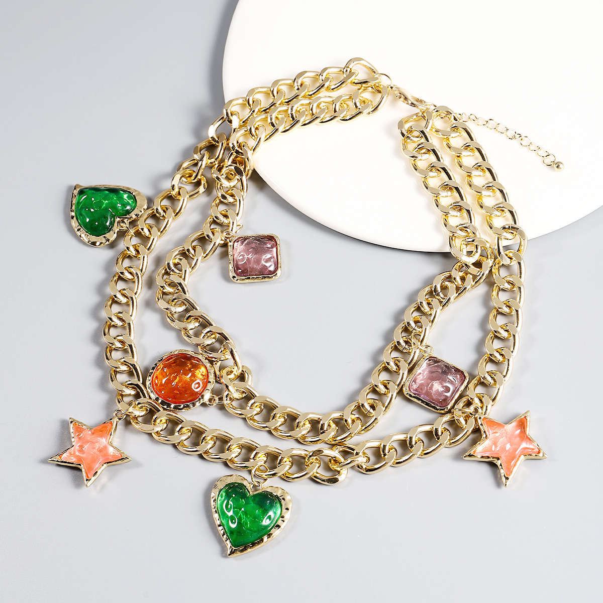 1 Piece Fashion Star Heart Shape Alloy Inlay Rhinestones Womenu0027S Layered Necklaces