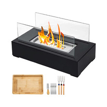 跨境桌面酒精长方形壁炉灯金属真火乙醇火盆家居户外庭院火炉壁炉